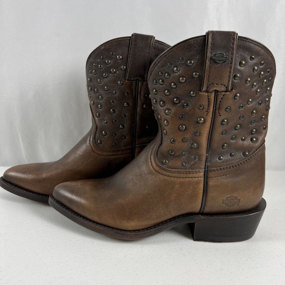 Harley Davidson Womens Kira Brown Studded Boots - Size 6M